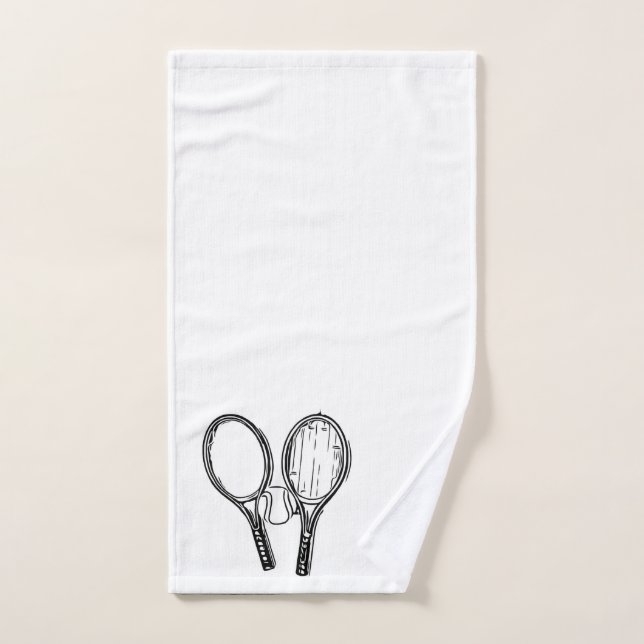 Tennis life is better on the court black and white hand towel (Hand Towel)
