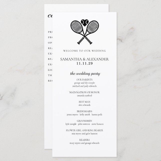 Tennis Love Ceremony Program (Front/Back)