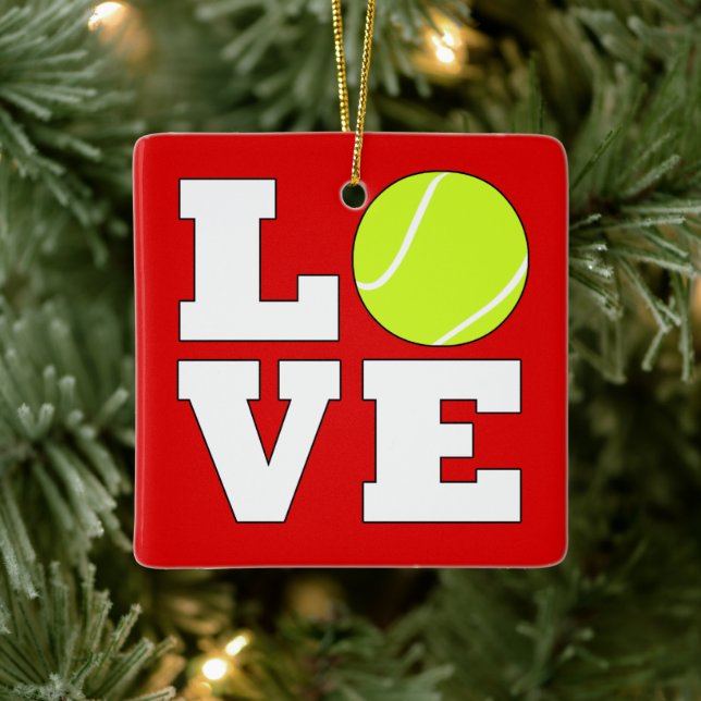 Tennis LOVE Custom Colour Christmas Ornament (Tree)