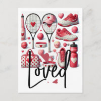 Tennis Love themed in red and white with heart