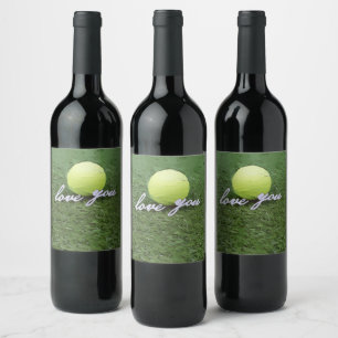 Tennis love you tennis ball wine label