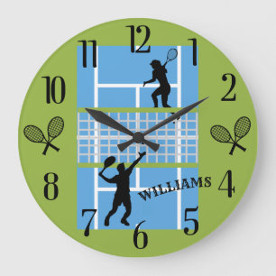 Tennis Lover Court Players  Large Clock