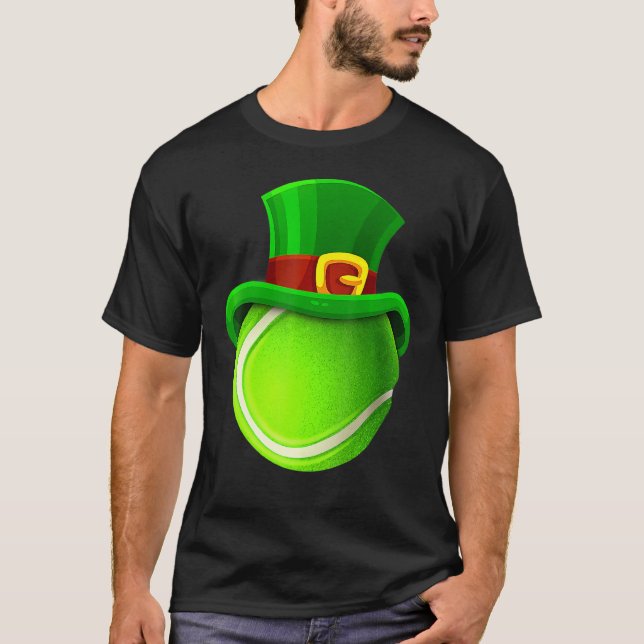 Tennis Lover St Patricks Day Ball Leprechaun Hat B T-Shirt (Front)
