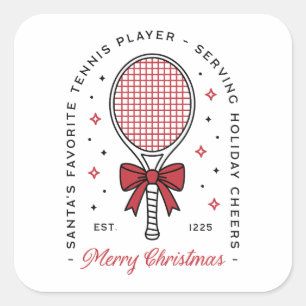 Tennis lovers funny merry Christmas greetings Square Sticker