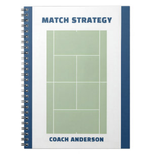 Tennis Match Planning & Strategy Custom Coach Name Notebook