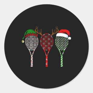 Tennis Merry Chistmas 3 Tennis Racket Christmas Classic Round Sticker