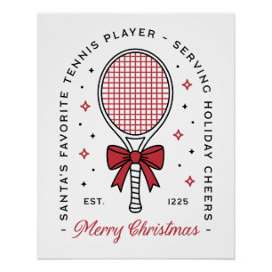 Tennis merry Christmas funny wishes red aesthetic Poster