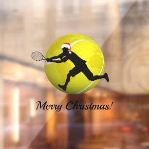 Tennis Merry Christmas Text Player & Santa Hat
