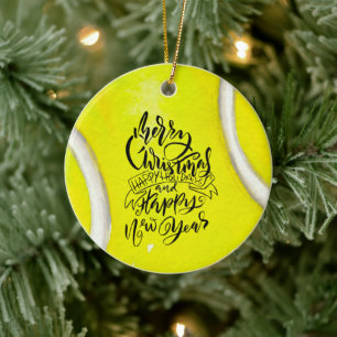 Tennis Merry Christmas themed Ceramic Tree Decoration