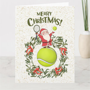 Tennis  Merry Christmas with Santa Claus     Card