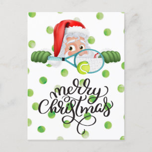Tennis Merry Christmas with Santa Claus Postcard