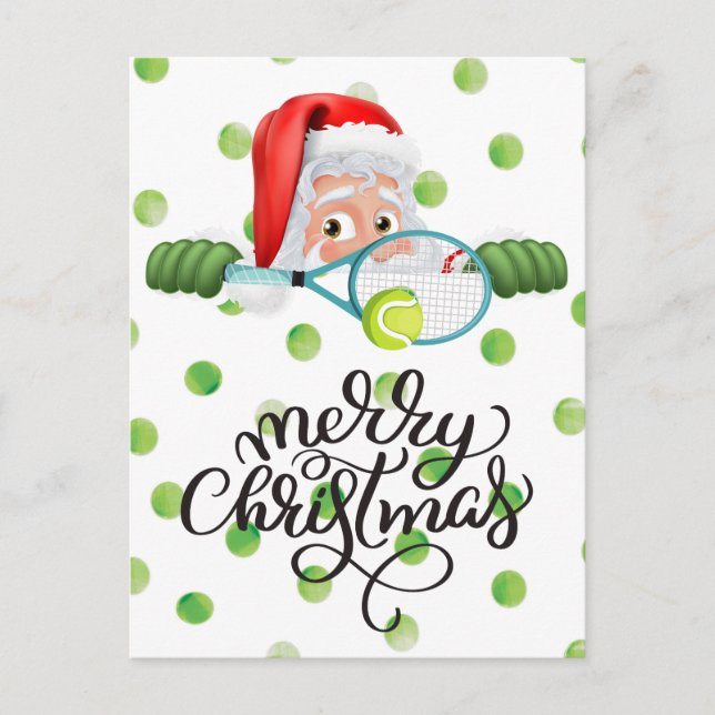 Tennis  Merry Christmas with Santa Claus   Postcard (Front)