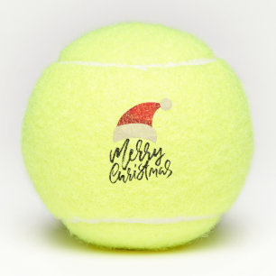 Tennis Merry Christmas with Santa hat Tennis Balls