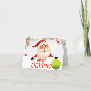 Tennis Merry Christmas with tennis ball Holiday Card