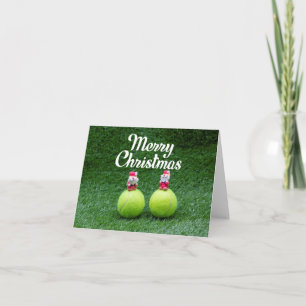 Tennis Merry Christmas with tennis ball Santa Card