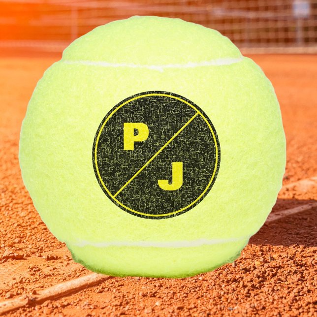 Tennis Modern Big Bold Monogrammed Tennis Balls (Single and double players personalized monogrammed tennis balls. )