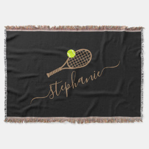 Tennis Monogram Personalised Name Throw Blanket