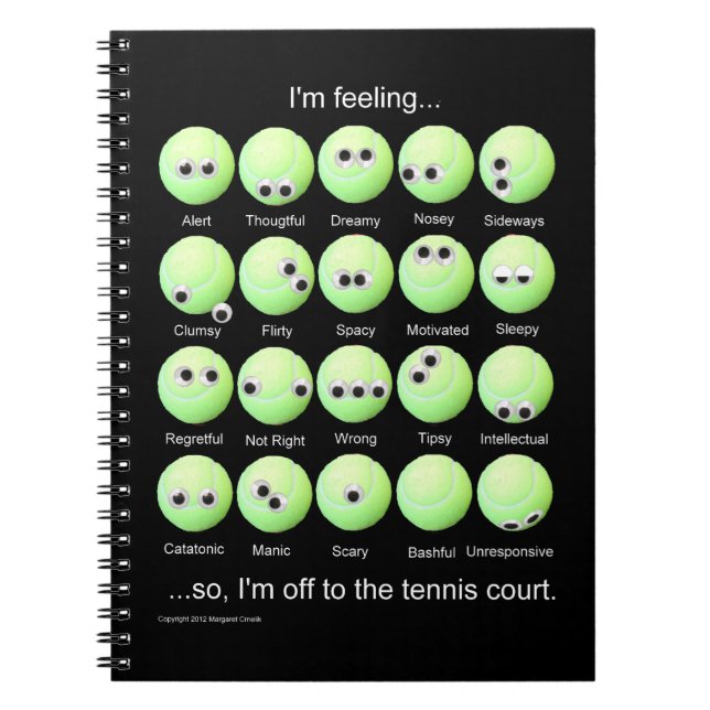 Tennis Moods Poster Spiral Notebook (Front)