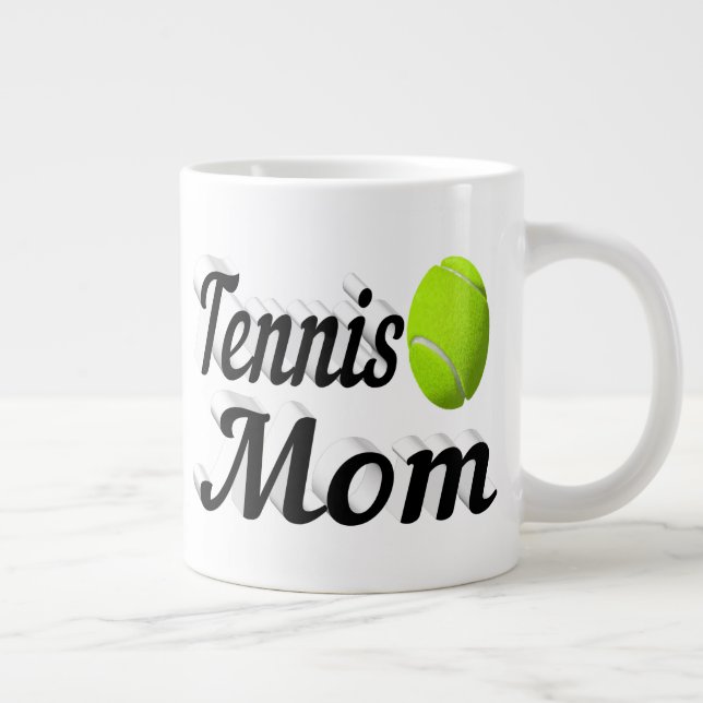 Tennis Mum half text   Giant Coffee Mug (Right)