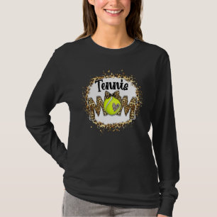 Tennis Mum Leopard Bleached Mum Mama Mother's Day T-Shirt