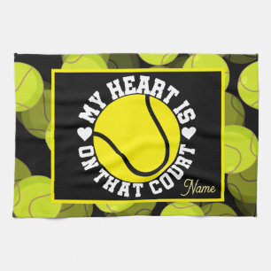 Tennis MY HEART goes on that court Tea Towel