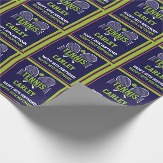 Tennis Name Age Sentiment Birthday Wrapping Paper