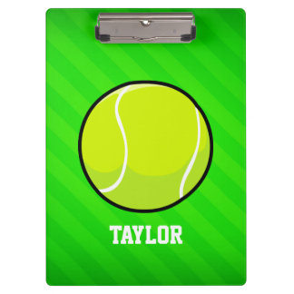 Tennis; Neon Green Stripes Clipboard