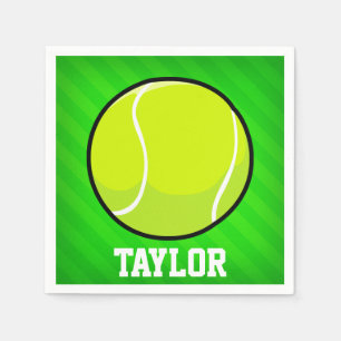 Tennis; Neon Green Stripes Napkin