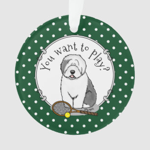 Tennis Old English Sheepdog (Grey 1) Dog Cute Ornament
