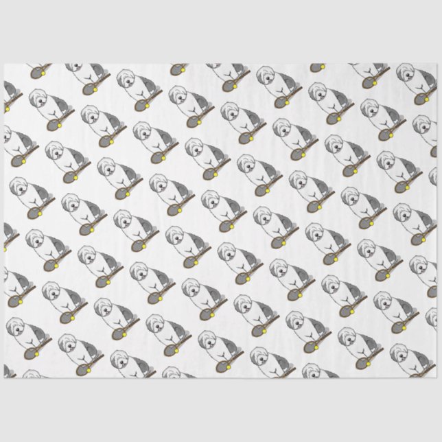 Tennis Old English Sheepdog (Grey 1) Dog Cute Tissue Paper (Front)