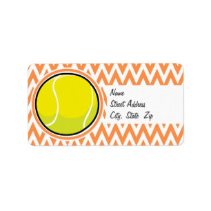 Tennis; Orange and White Chevron Label