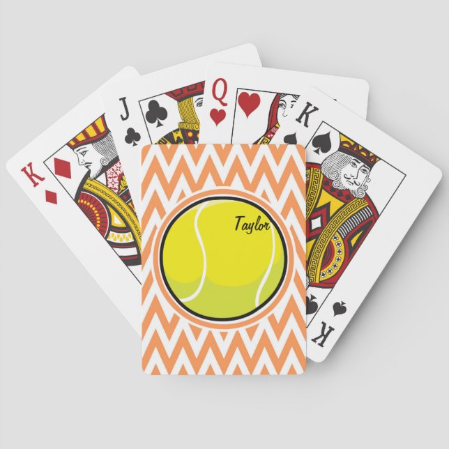 Tennis; Orange and White Chevron Playing Cards (Back)