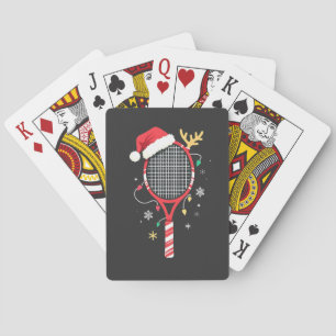 Tennis Paddle with Santa Hat and Christmas Lights Playing Cards