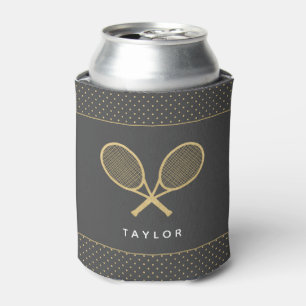 Tennis Party Chic Gold and Grey Custom Can Cooler