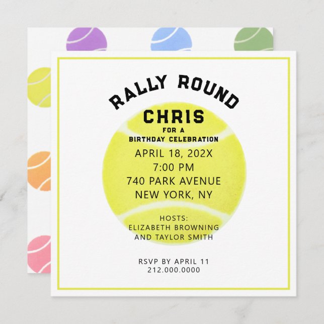 Tennis Party Invitation (Front/Back)