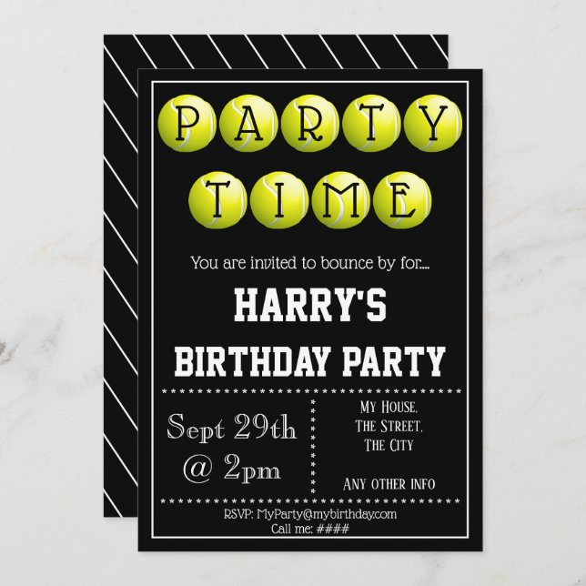 Tennis Party Invitation Editable (Front/Back)