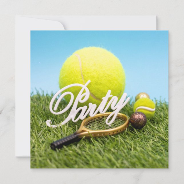 Tennis  Party invitation  racket and tennis ball (Front)