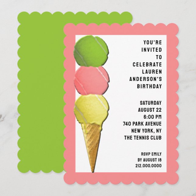 Tennis Party Invitations (Front/Back)