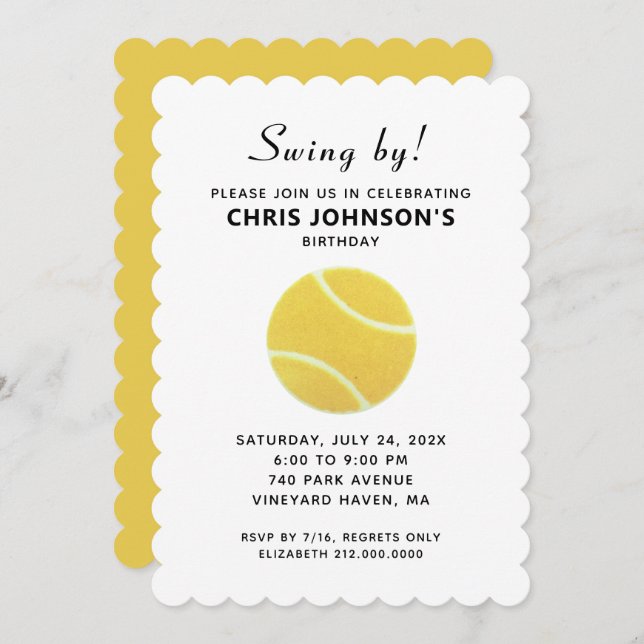 Tennis Party Invitations (Front/Back)