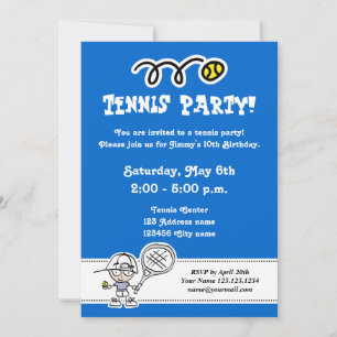 Tennis party invitations for boy's Birthday