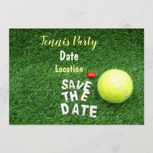 Tennis Party save the date with tennis ball Invitation