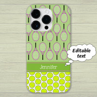 Tennis pattern custom name pink green