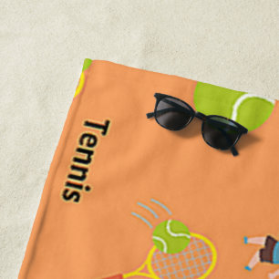 Tennis pattern on brown beach towel