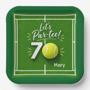 Tennis Personalised 70th Birthday Tennis Party Paper Plate
