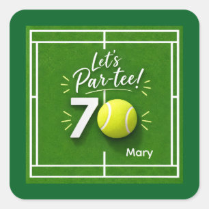 Tennis Personalised 70th Birthday Tennis Party Square Sticker