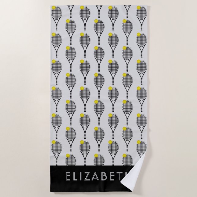 Tennis Personalised Name or Monogram Beach Towel (Front)