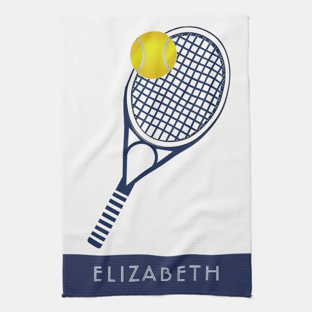 Tennis Personalised Name or Monogram Tea Towel (Vertical)