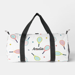 Tennis Personalised Name Pink Green Blue Custom Duffle Bag