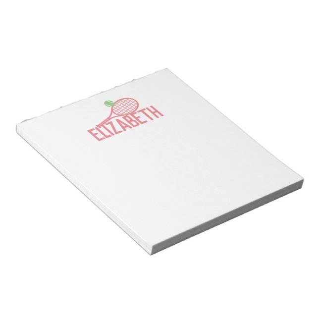 Tennis Personalised Name Pink Notepad (Angled)