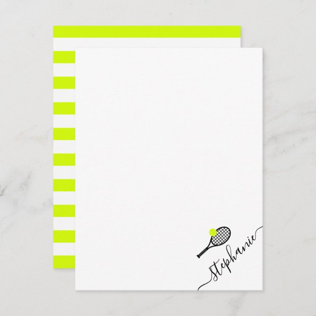 Tennis Personalised Name Script Monogram Card (Front/Back)